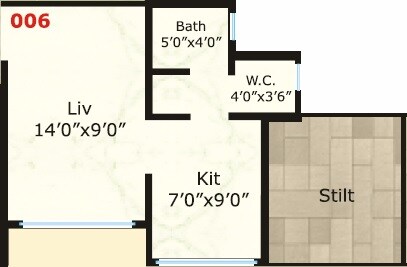 Floor plan of 222 Sq. Ft. Studio in Shree Krishna Nirvana Eco Homes, Palghar