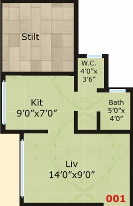 Floor plan of 241 Sq. Ft. Studio in Shree Krishna Nirvana Eco Homes, Palghar