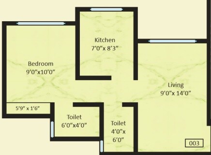 Floor plan of 1 BHK 433 Sq. Ft. Apartment in Shree Kurlai Complex, Palghar