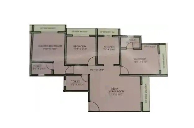 Floor plan of 3 BHK 834 Sq. Ft. Apartment in Shree Laxmi Tower, Palghar
