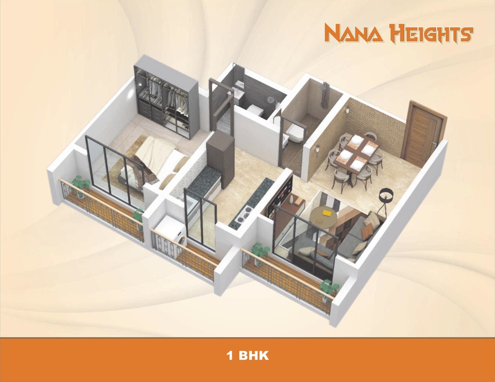 Floor plan of 1 BHK 327 Sq. Ft. Apartment in Shree Nana Heights, Palghar