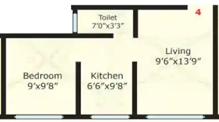 Floor plan of 1 BHK 315 Sq. Ft. Apartment in Shree Nilemore Ganesh CHS, Palghar