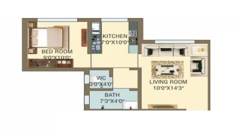 Floor plan of 1 BHK 315 Sq. Ft. Apartment in Shree Ostwal Village, Palghar
