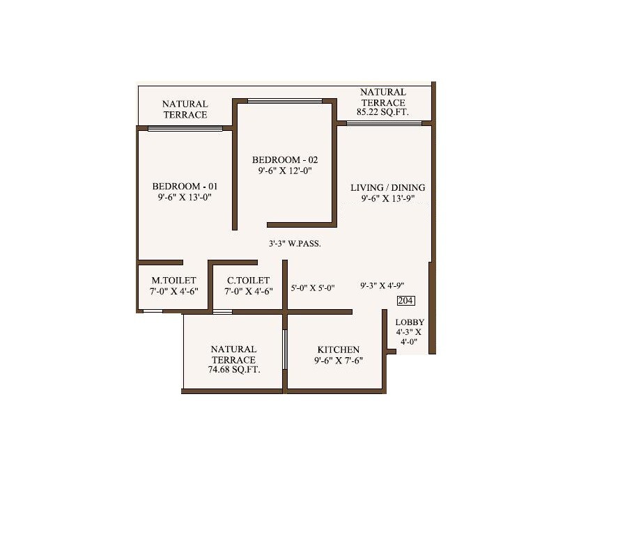 2 BHK 618 Sq. Ft. Apartment