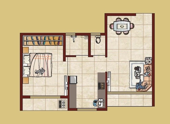Floor plan of 1 BHK 350 Sq. Ft. Apartment in Shree Ram Realty Heights, Palghar