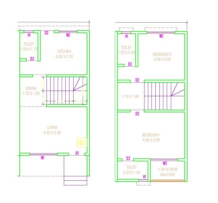 Floor plan of 2 BHK 828 Sq. Ft. Row House in Shree Salasar Row Villas, Palghar