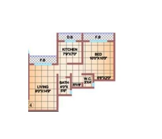 Floor plan of 1 BHK 360 Sq. Ft. Apartment in Shree Shakun Greens, Palghar