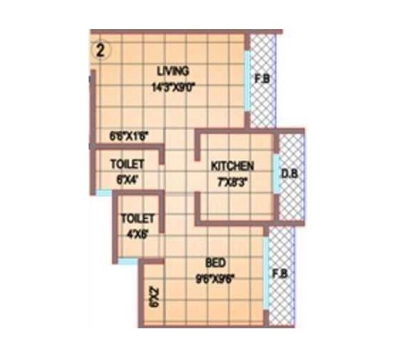 Floor plan of 1 BHK 395 Sq. Ft. Apartment in Shree Shakun Greens, Palghar