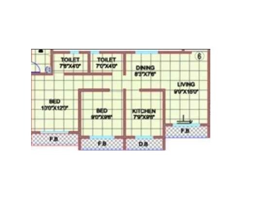 Floor plan of 2 BHK 530 Sq. Ft. Apartment in Shree Shakun Greens, Palghar