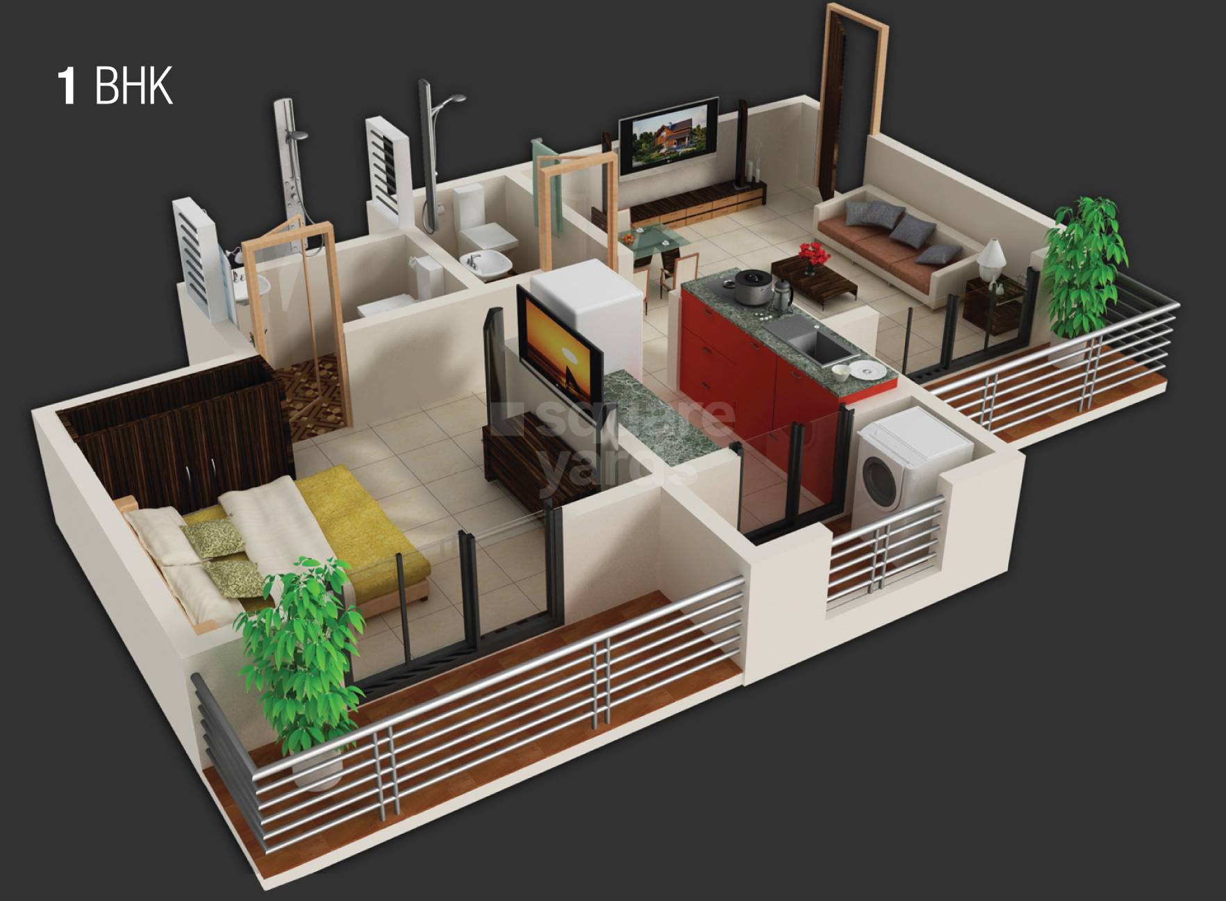 Floor plan of 1 BHK 252 Sq. Ft. Apartment in Shree Shubhangan Greens, Palghar