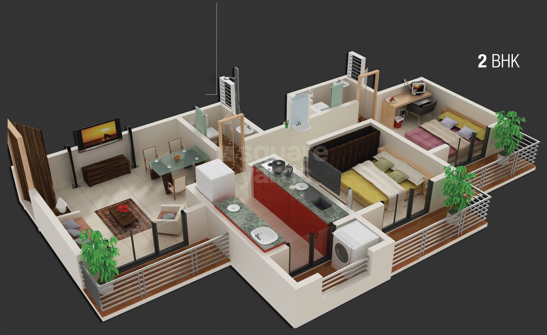 Floor plan of 2 BHK 461 Sq. Ft. Apartment in Shree Shubhangan Greens, Palghar