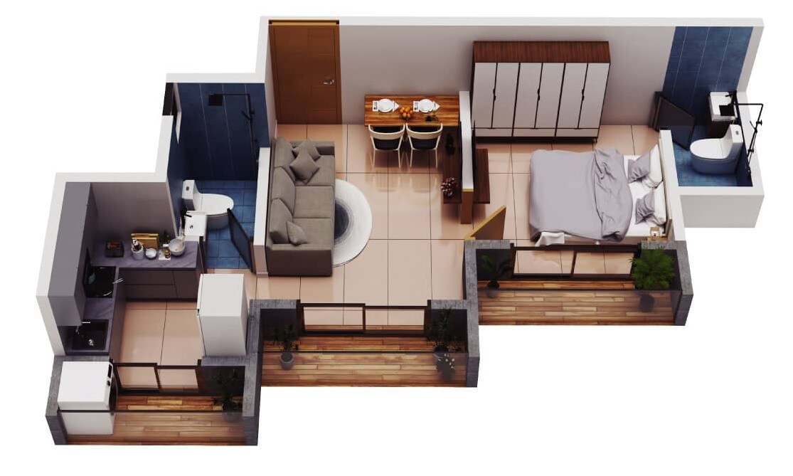 Floor plan of 1 BHK 283 Sq. Ft. Apartment in Shree Super Homes, Palghar