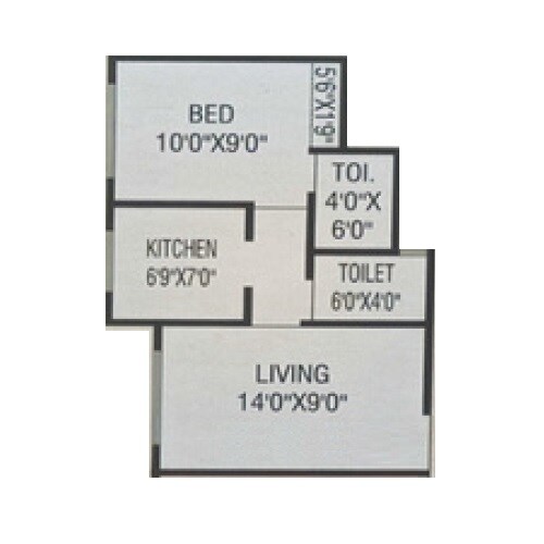 1 BHK 405 Sq. Ft. Apartment