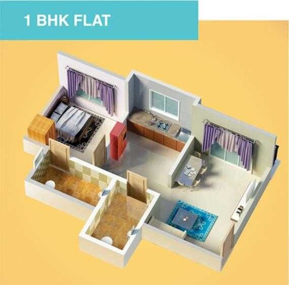 Floor plan of 1 BHK 310 Sq. Ft. Apartment in Shreenath Parasnath Township, Palghar