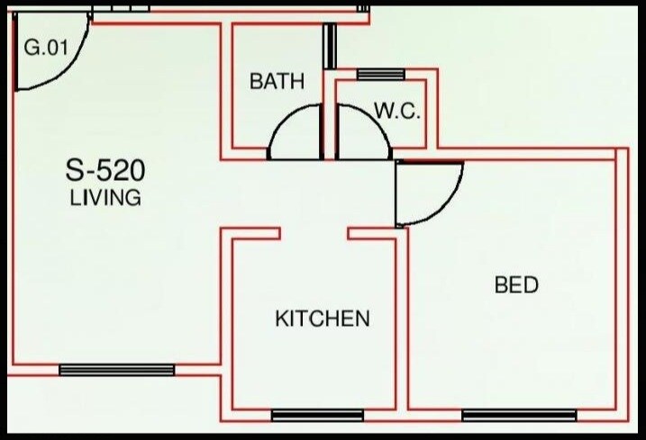 Floor plan of 1 BHK 325 Sq. Ft. Apartment in Shubham Omkar Apartment, Palghar