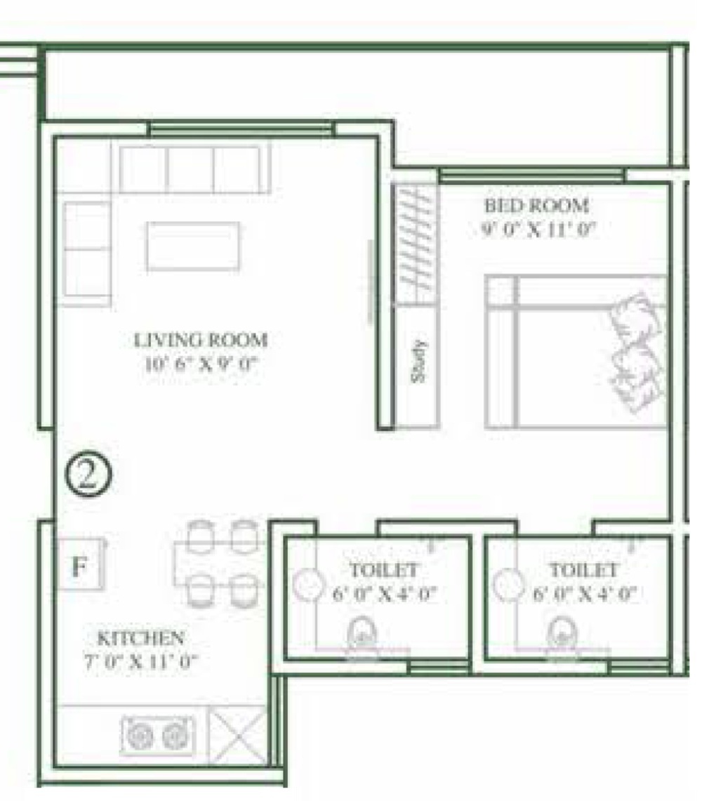 1 BHK 336 Sq. Ft. Apartment in Shyam Sagar Spring Field