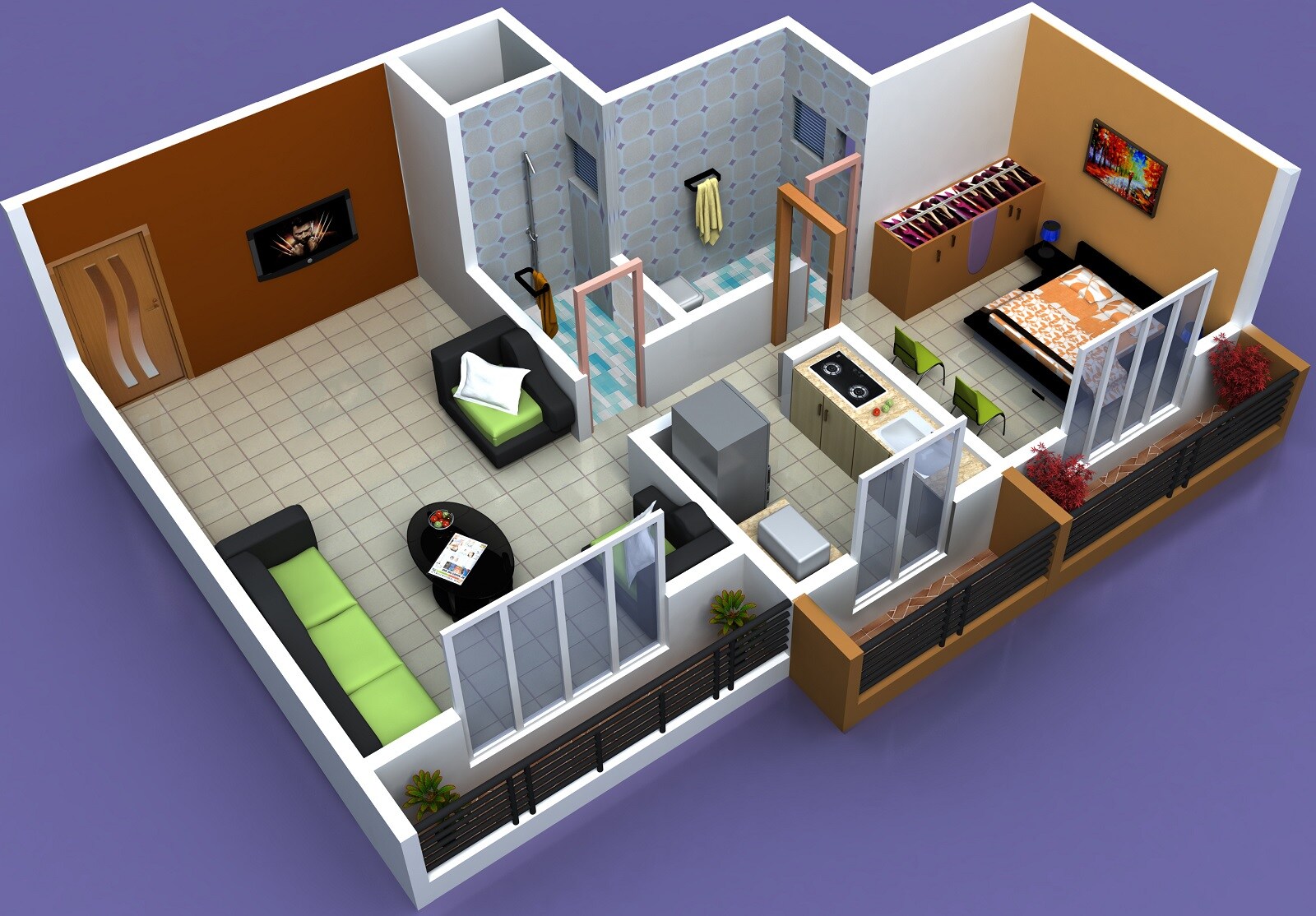 Floor plan of 1 BHK 343 Sq. Ft. Apartment in Siddhivinayak Heights Nalasopara, Palghar
