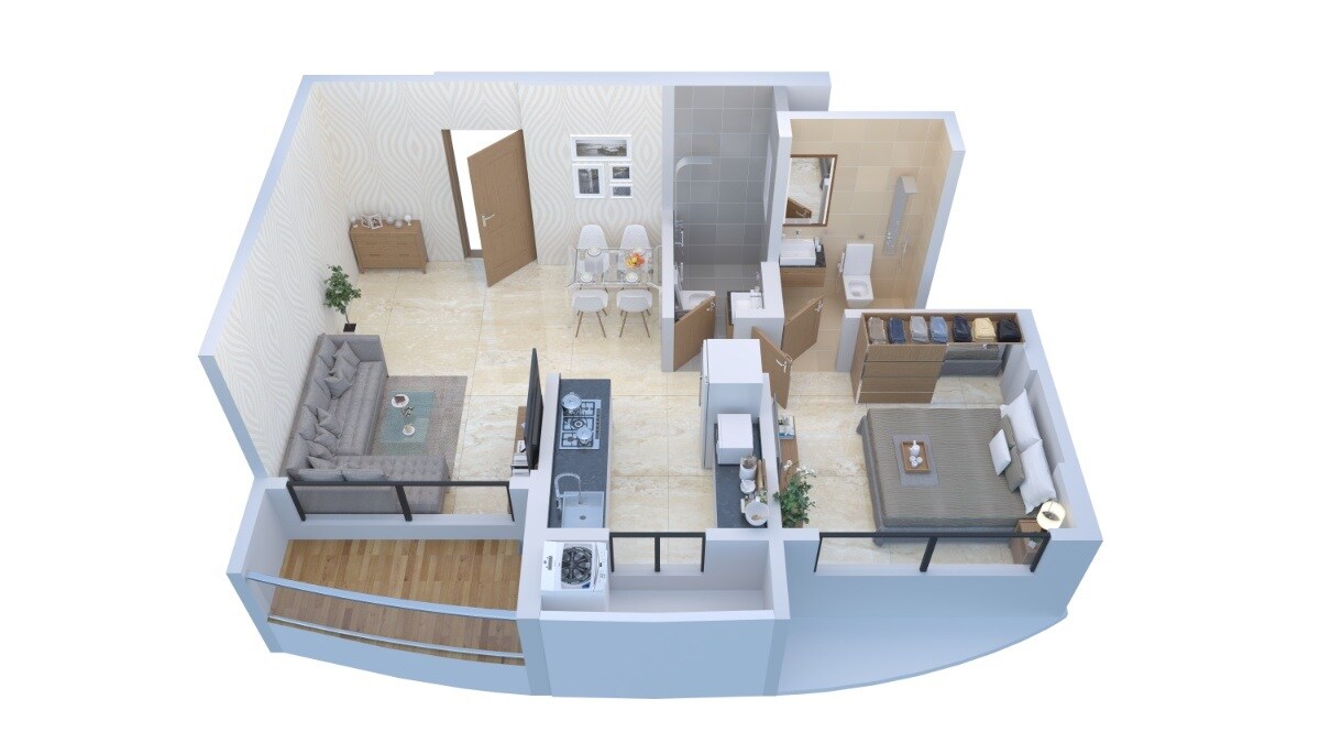 Floor plan of 1 BHK 429 Sq. Ft. Apartment in Silverline The Woods Legacy Avenue, Palghar