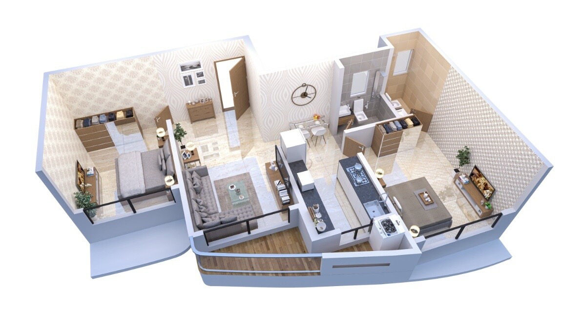 Floor plan of 2 BHK 562 Sq. Ft. Apartment in Silverline The Woods Legacy Avenue, Palghar