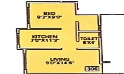 Floor plan of 1 BHK 328 Sq. Ft. Apartment in Singh Sai Rachana Apartment, Palghar