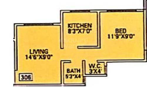 Floor plan of 1 BHK 367 Sq. Ft. Apartment in Singh Sai Rachana Apartment, Palghar