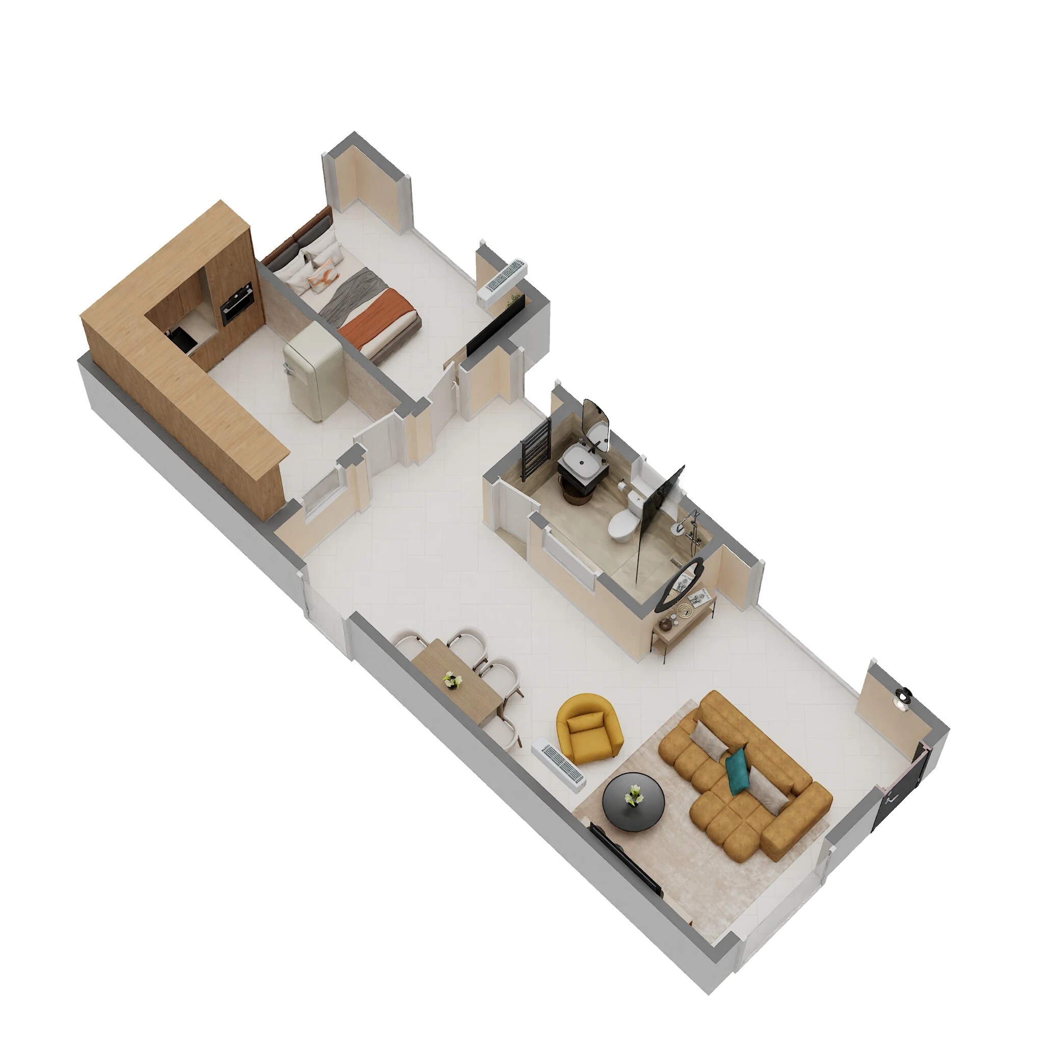 Floor plan of 1 BHK 353 Sq. Ft. Apartment in Skyline Coral, Palghar