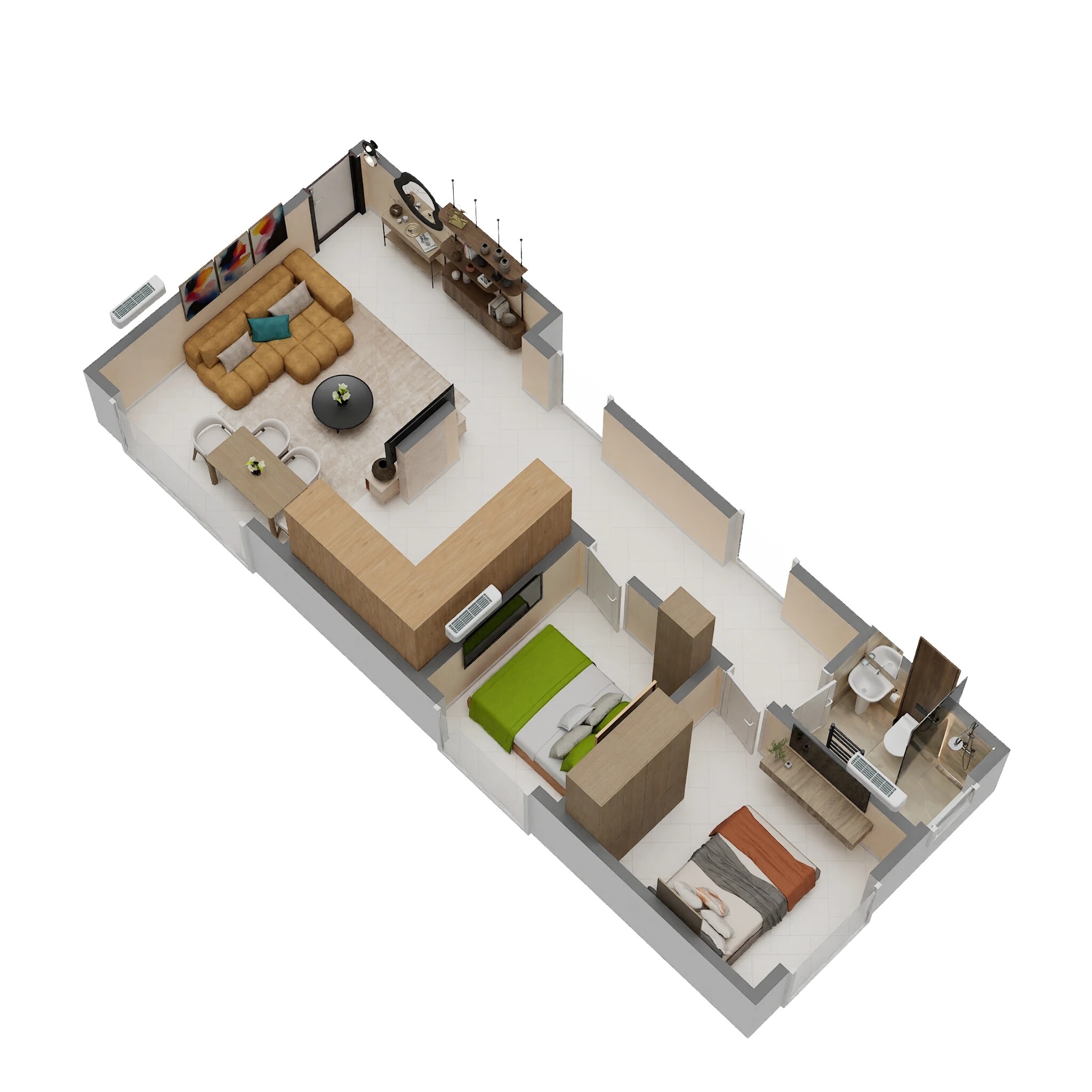 Floor plan of 2 BHK 425 Sq. Ft. Apartment in Skyline Coral, Palghar