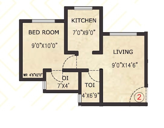 Floor plan of 1 BHK 408 Sq. Ft. Apartment in Skyline Enclave, Palghar