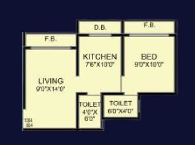 Floor plan of 1 BHK 336 Sq. Ft. Apartment in Smit Heights, Palghar