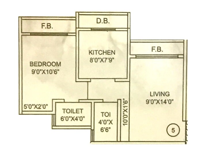 Floor plan of 1 BHK 407 Sq. Ft. Apartment in Smriti Heights, Palghar