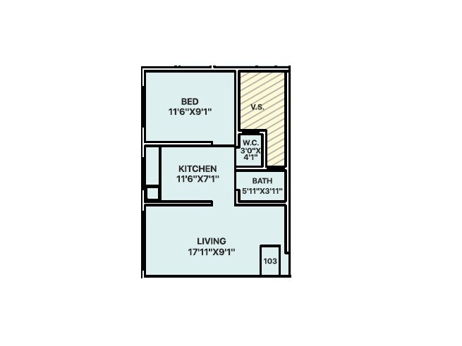 Floor plan of 1 BHK 305 Sq. Ft. Apartment in Sneha Umrale Kajal CHS, Palghar