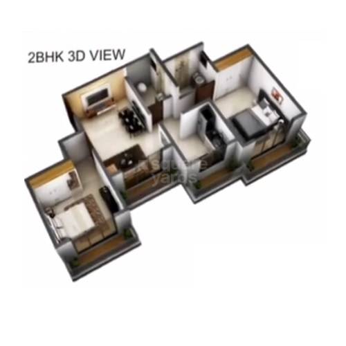 Floor plan of 2 BHK 393 Sq. Ft. Apartment in Somnath Shiv Plaza, Palghar