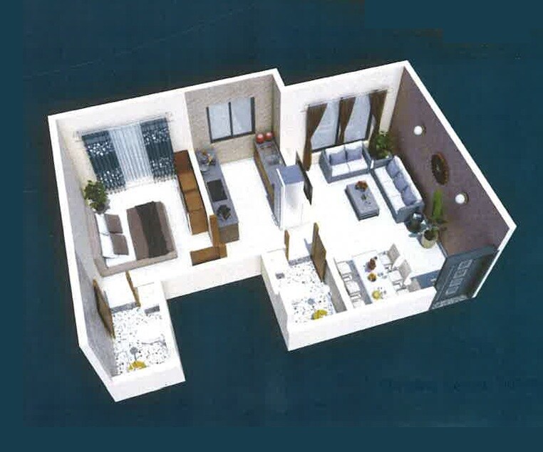 Floor plan of 1 BHK 378 Sq. Ft. Apartment in SR Ruby Gold, Palghar