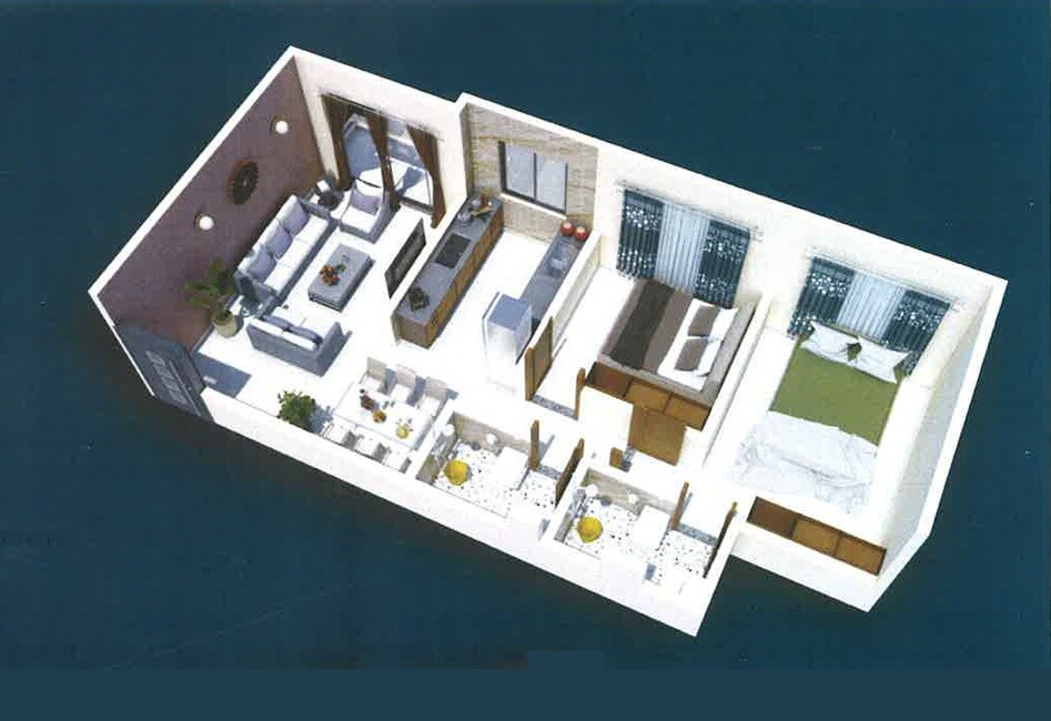 Floor plan of 2 BHK 564 Sq. Ft. Apartment in SR Ruby Gold, Palghar