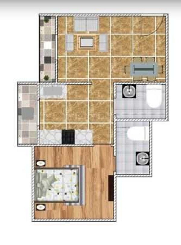 Floor plan of 1 BHK 344 Sq. Ft. Apartment in Sri Dutt s Garden Avenue-K, Palghar