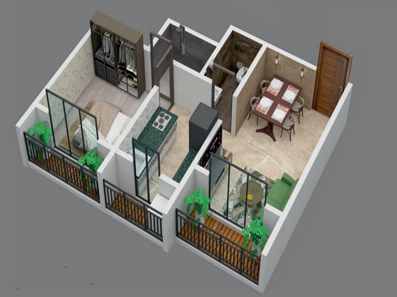 Floor plan of 1 BHK 421 Sq. Ft. Apartment in Star Samruddhi, Palghar