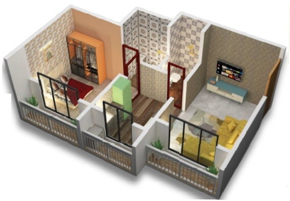 Floor plan of 1 BHK 320 Sq. Ft. Apartment in Star Virathan City, Palghar
