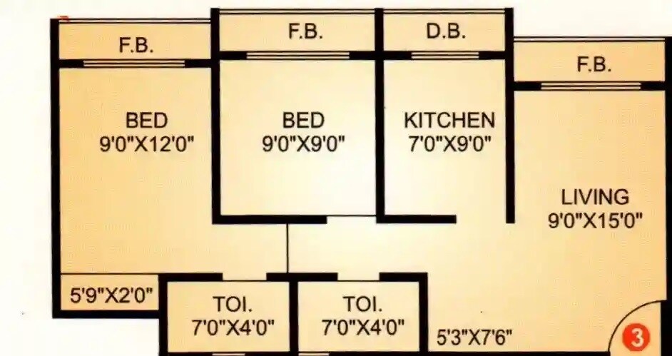 2 BHK 530 Sq. Ft. Apartment