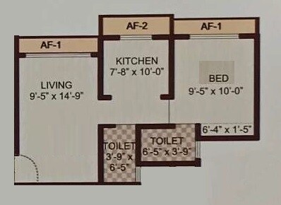 Floor plan of 1 BHK 330 Sq. Ft. Apartment in Sterling Heights Vasai East, Palghar