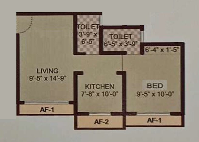 Floor plan of 1 BHK 359 Sq. Ft. Apartment in Sterling Heights Vasai East, Palghar