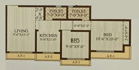 Floor plan of 2 BHK 519 Sq. Ft. Apartment in Sterling Heights Vasai East, Palghar