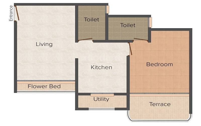 Floor plan of 1 BHK 328 Sq. Ft. Apartment in Sugandhi Colours City, Palghar