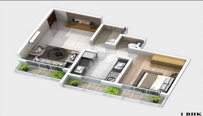 Floor plan of 1 BHK 353 Sq. Ft. Apartment in Sugandhi Om Sai Complex, Palghar