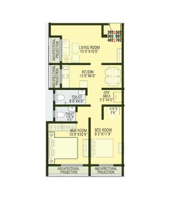 2 BHK 995 Sq. Ft. Apartment in Sugandhi Sai Kiran