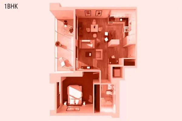 Floor plan of 1 BHK 249 Sq. Ft. Apartment in Sugandhi Swastik Residency, Palghar