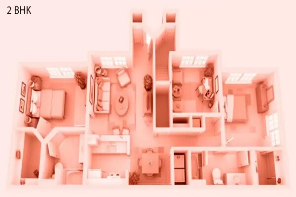 Floor plan of 2 BHK 408 Sq. Ft. Apartment in Sugandhi Swastik Residency, Palghar