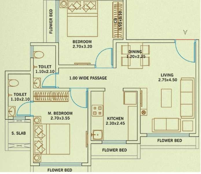 2 BHK 830 Sq. Ft. Apartment in Sumit Greendale