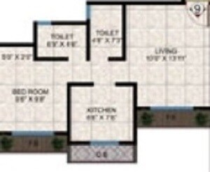 Floor plan of 1 BHK Apartment - 402 sq. ft. in Sun Heights, Palghar