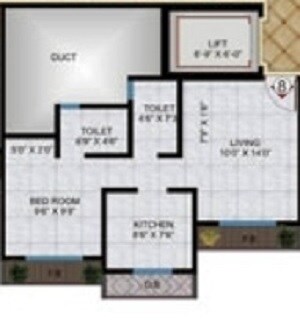 Floor plan of 1 BHK Apartment - 412 sq. ft. in Sun Heights, Palghar