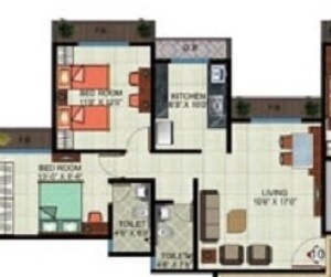 Floor plan of 2 BHK Apartment - 518 sq. ft. in Sun Heights, Palghar